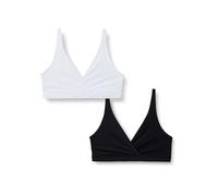 Amazon Essentials Women's Peached Microfibre Pullover Nursing Sleep Bra, Pack of 2, Black/White, M