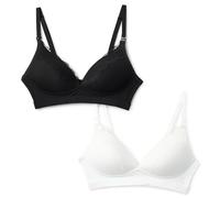 Amazon Essentials Women's Peached Microfibre with Lace Trim Clip Down Nursing Bra, Pack of 2, Black/White, 34DD