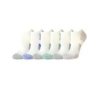 Amazon Essentials Women's Performance Comfortable Cotton Cushioned Breathable Athletic No-Show Sports Socks, 6 Pairs, Purple/Teal Blue, 3-7