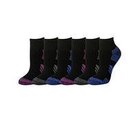 Amazon Essentials Women's Performance Cotton Cushioned Athletic Ankle Socks, 6 Pairs, Black, 3-7