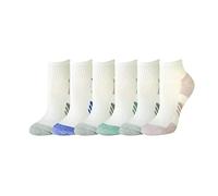 Amazon Essentials Women's Performance Cotton Cushioned Athletic Ankle Socks, 6 Pairs, Teal Blue/Purple, 3-7