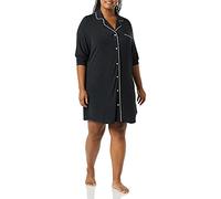 Amazon Essentials Women's Piped Nightshirt (Available in Plus Size), Black, XS