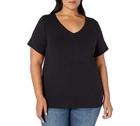 Amazon Essentials Women's Plus Size Short-Sleeve V-Neck T-Shirt, Black, 5XL Plus