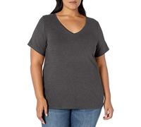 Amazon Essentials Women's Plus Size Short-Sleeve V-Neck T-Shirt, Charcoal Heather, 4XL Plus
