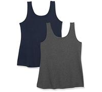 Amazon Essentials Women's Plus Size Tank Top, Pack of 2, Charcoal Heather/Navy, 4XL Plus
