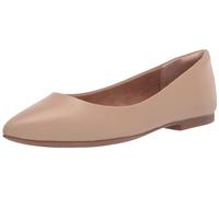 Amazon Essentials Women's Pointed-Toe Ballet Flat, Beige Faux Leather, 2 UK