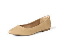 Amazon Essentials Women's Pointed-Toe Ballet Flat, Beige Microsuede, 7 UK