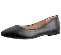 Amazon Essentials Women's Pointed-Toe Ballet Flat, Black Faux Leather, 2 UK