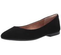 Amazon Essentials Women's Pointed-Toe Ballet Flat, Black Microsuede, 6 UK