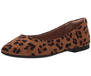 Amazon Essentials Women's Pointed-Toe Ballet Flat, Brown Leopard, 6 UK Wide