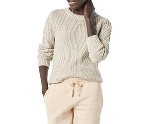 Amazon Essentials Women's Regular Fit 100% Cotton Cable Knit Crewneck Jumper