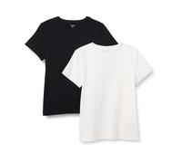 Amazon Essentials Women's Regular Fit 100% Cotton Crewneck Short Sleeve T-Shirt, Pack of 2, Black/White, X-Large