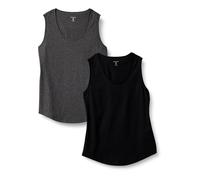 Amazon Essentials Women's Regular-Fit 100% Cotton Sleeveless Top, Pack of 2, Black/Charcoal Heather, XXL