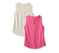 Amazon Essentials Women's Regular-Fit 100% Cotton Sleeveless Top, Pack of 2, Hot Pink/Oatmeal Heather, XXL