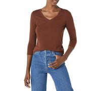 Amazon Essentials Women's Regular-Fit 3/4 Sleeve V-Neck T-Shirt (Available in Plus Size), Chocolate, XS