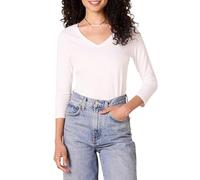 Amazon Essentials Women's Regular-Fit 3/4 Sleeve V-Neck T-Shirt (Available in Plus Size), White, XXL