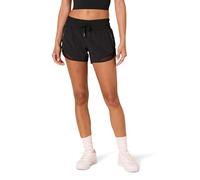 Amazon Essentials Women's Regular-Fit Athletic Ruched Waistband Woven Running Shorts, Black, XL