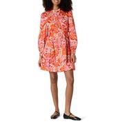 Amazon Essentials Women's Regular-Fit Cotton Sateen Tiered Long-Sleeve Striped Dress, Bright Poppy Red Blush Multi Folk Floral, XXL