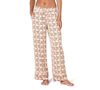 Amazon Essentials Women's Regular-Fit Full-Length Satin Pyjama Trousers, Pale Pink Blush Leopard, M