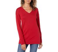 Amazon Essentials Women's Regular Fit Lightweight Long-Sleeved V-Neck Tunic Jumper (Available in Plus Size), Red, S Plus