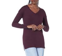 Amazon Essentials Women's Regular Fit Lightweight Long-Sleeved V-Neck Tunic Jumper (Available in Plus Size), Burgundy, XL