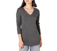 Amazon Essentials Women's Regular Fit Lightweight Long-Sleeved V-Neck Tunic Jumper (Available in Plus Size), Charcoal Heather, XS