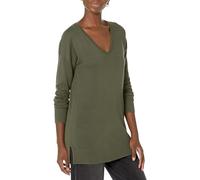 Amazon Essentials Women's Regular Fit Lightweight Long-Sleeved V-Neck Tunic Jumper (Available in Plus Size), Dark Olive, XS