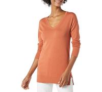 Amazon Essentials Women's Regular Fit Lightweight Long-Sleeved V-Neck Tunic Jumper (Available in Plus Size), Caramel, XS