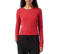Amazon Essentials Women's Regular-Fit Long-Sleeve Crewneck T-Shirt (Available in Plus Size), Burgundy Red Stripes, XL