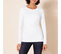 Amazon Essentials Women's Regular-Fit Long-Sleeve Crewneck T-Shirt (Available in Plus Size), White, M