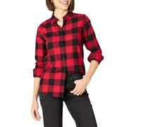 Amazon Essentials Women's Regular-Fit Long-Sleeve Lightweight Plaid Flannel Shirt, Red Buffalo Check, XXL
