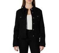 Amazon Essentials Women's Regular-Fit Low Stretch Denim Button-Front Trucker Jacket, Black, XS