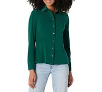 Amazon Essentials Women's Regular-Fit Matte Jersey Button-Down Shirt, Dark Green, XXL