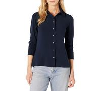 Amazon Essentials Women's Regular-Fit Matte Jersey Button-Down Shirt, Navy, M