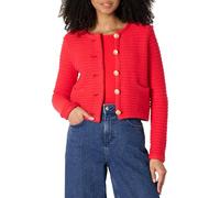 Amazon Essentials Women's Regular Fit Midweight Cotton Fluffy Smart Cardigan with Gold Buttons, Bright Poppy Red, XXL