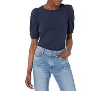 Amazon Essentials Women's Regular-Fit Puff Short-Sleeve Crewneck T-Shirt, Navy, L