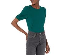 Amazon Essentials Women's Regular-Fit Puff-Sleeve Crewneck T-Shirt, Dark Green, M