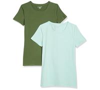 Amazon Essentials Women's Regular-Fit Short-Sleeve Crewneck T-Shirt, Pack of 2, Military Green/Mint Green, XXL