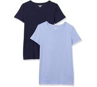 Amazon Essentials Women's Regular-Fit Short-Sleeve Crewneck T-Shirt, Pack of 2, Navy/Purple, L
