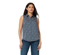 Amazon Essentials Women's Regular-Fit Sleeveless Button-Down Blouse, Navy Simple Ditsy, Large