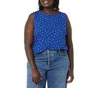 Amazon Essentials Women's Regular-Fit Sleeveless Crew Neck Layering Tank Top, Bright Blue Ditsy Floral, M