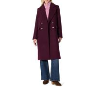 Amazon Essentials Women's Relaxed-Fit Double-Breasted Wool-Blend Longline Coat, Burgundy, XS