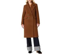 Amazon Essentials Women's Relaxed-Fit Double-Breasted Wool-Blend Longline Coat, Caramel Heather, L