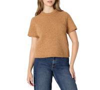 Amazon Essentials Women's Relaxed-Fit Faux Mohair Short Sleeve Jumper Top, Camel Heather, XL