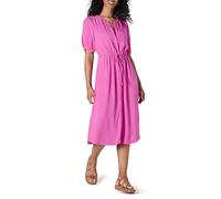 Amazon Essentials Women's Relaxed-Fit Half-Sleeve Breathable Button-Front Drawstring Waist Midi A-Line Dress with Pockets, Bright Pink, XS