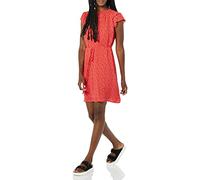 Amazon Essentials Women's Relaxed Fit Lightweight Split Neck Flutter Sleeve Shift Dress, Poppy Red Floral, XXL