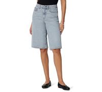 Amazon Essentials Women's Relaxed-Fit Mid-Rise Long Jean Shorts, Tinted Ice Light Wash, 12-14