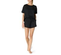 Amazon Essentials Women's Relaxed-Fit Satin Cami And Shorts Pyjama Set, Black, S