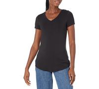 Amazon Essentials Women's Relaxed-Fit Short-Sleeved V-Neck Tunic (Available in Plus Size), Black, XXL