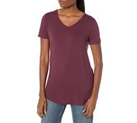 Amazon Essentials Women's Relaxed-Fit Short-Sleeved V-Neck Tunic (Available in Plus Size), Burgundy, S